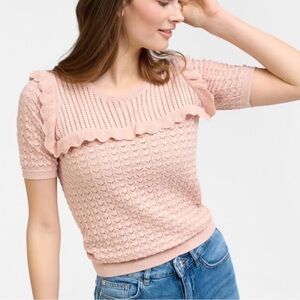 Lumiere Pink Knit Ruffle Top - size medium